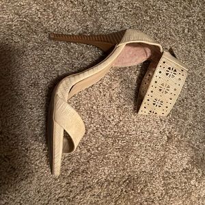Call It Spring beige ankle strap heels